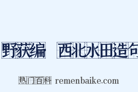 野获编·西北水田造句是什么意思的图片